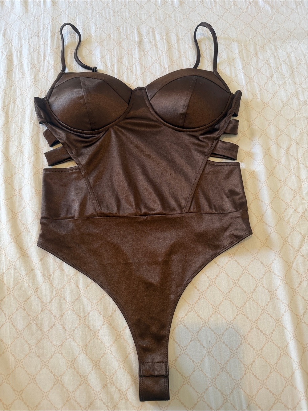 Haute Monde Chocolate Brown Strappy Bodysuit